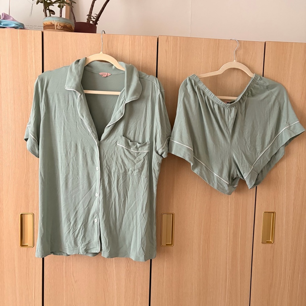 Eberjey Tencel Pajamas Sage Green Shorts and Top